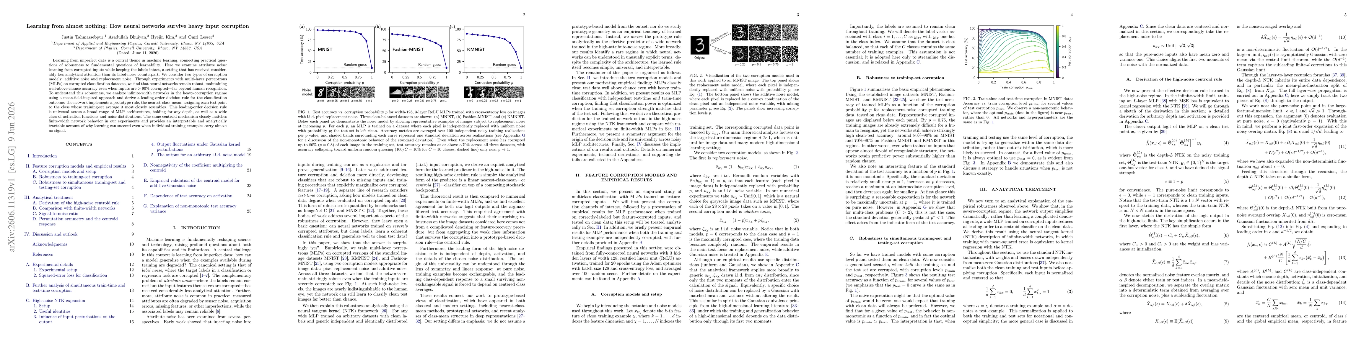 Thumbnail for Learning from almost nothing: How neural networks survive heavy input corruption