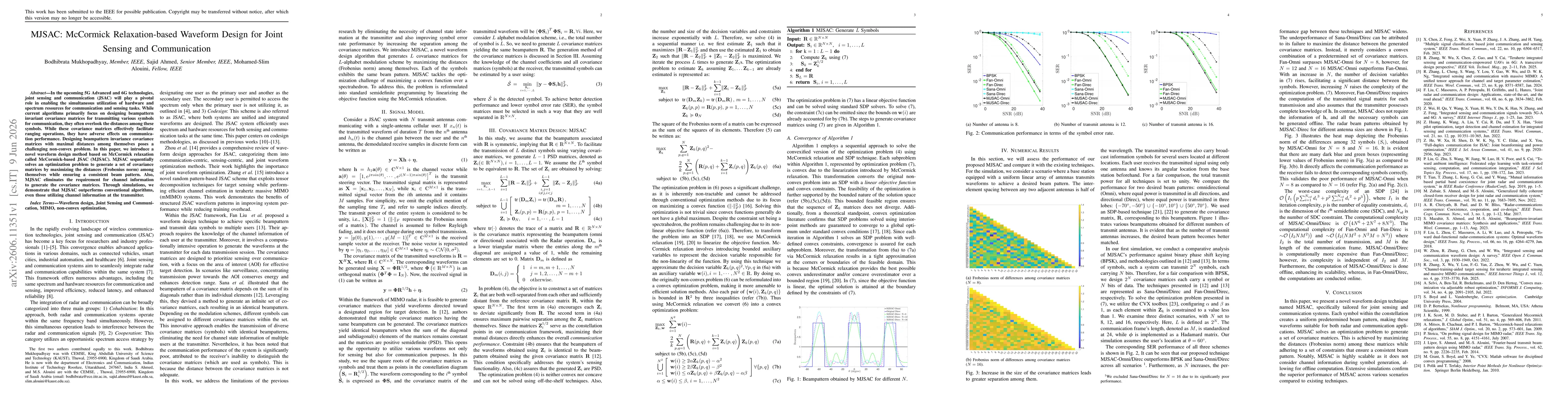 Thumbnail for MJSAC: McCormick Relaxation-based Waveform Design for Joint Sensing and Communication