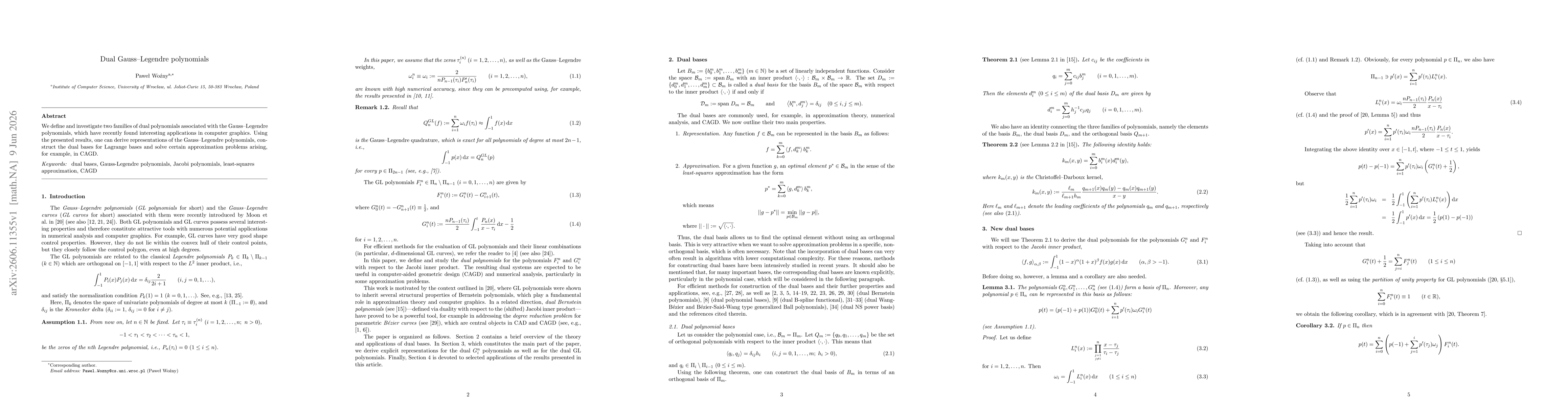 Thumbnail for Dual Gauss--Legendre polynomials