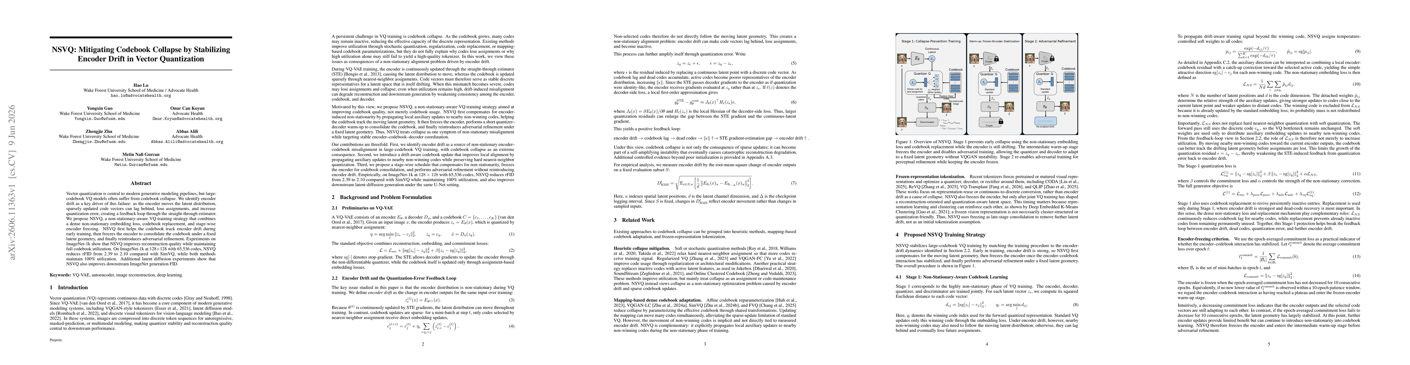 Thumbnail for NSVQ: Mitigating Codebook Collapse by Stabilizing Encoder Drift in Vector Quantization