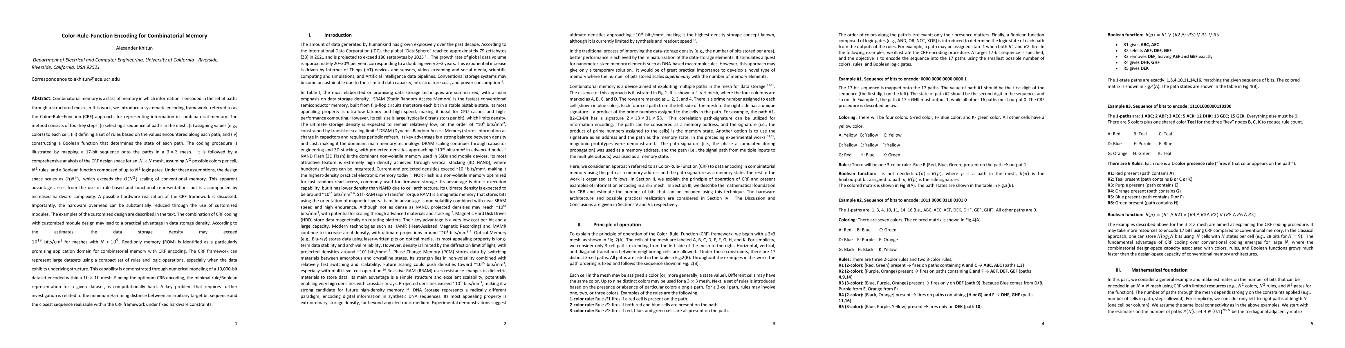 Thumbnail for Color-Rule-Function Encoding for Combinatorial Memory