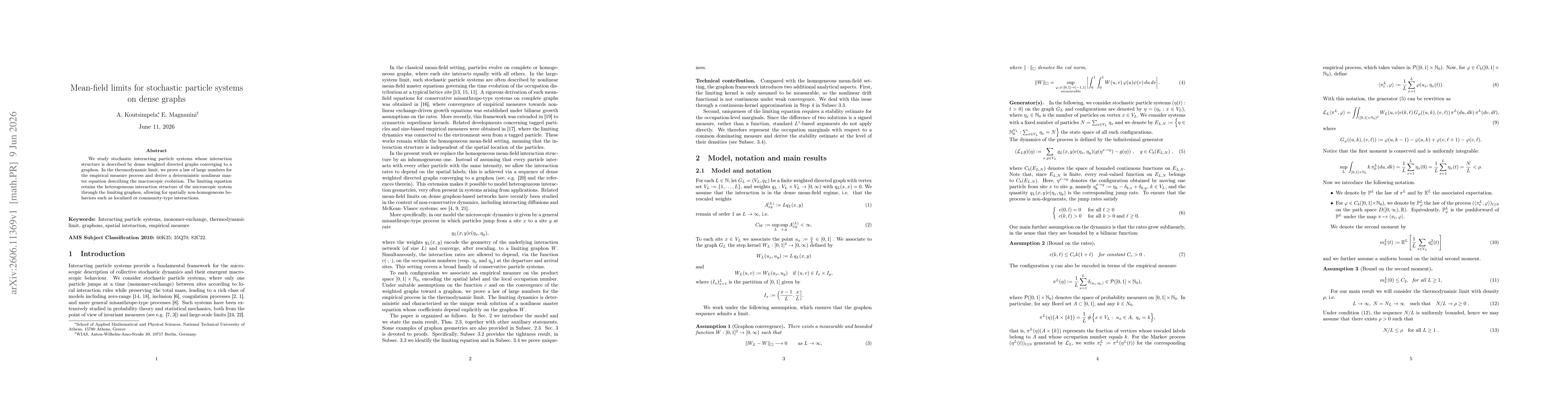 Thumbnail for Mean-field limits for stochastic particle systems on dense graphs