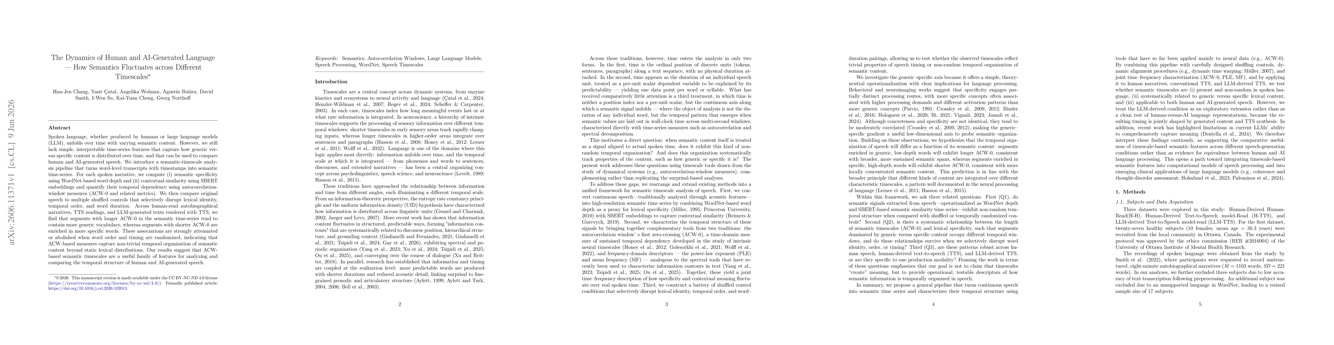 Thumbnail for The Dynamics of Human and AI-Generated Language: How Semantics Fluctuates across Different Timescales