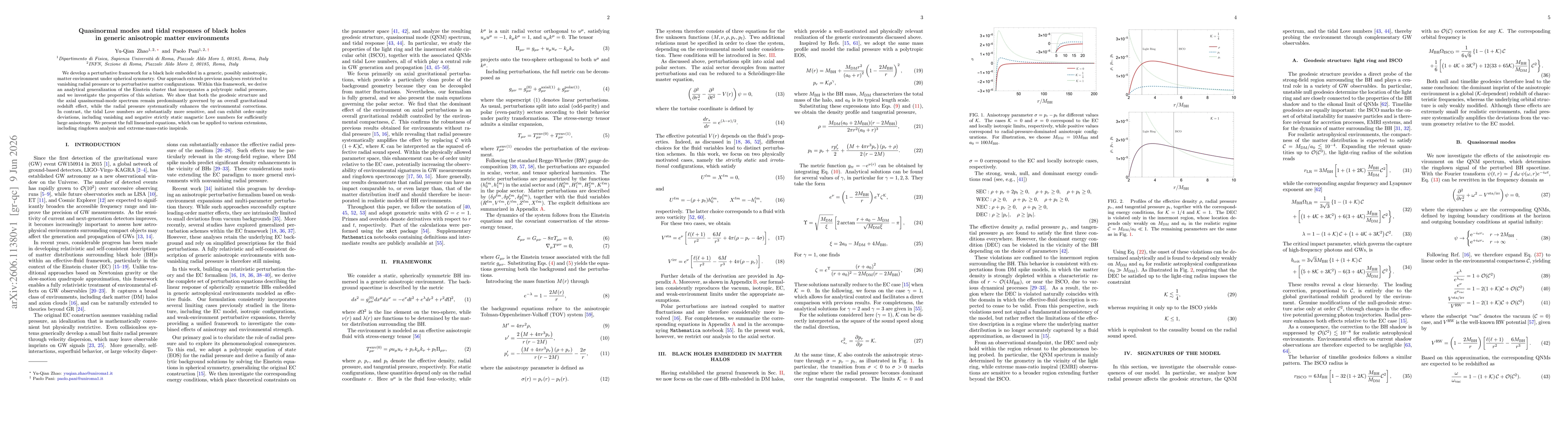 Thumbnail for Quasinormal modes and tidal responses of black holes in generic anisotropic matter environments
