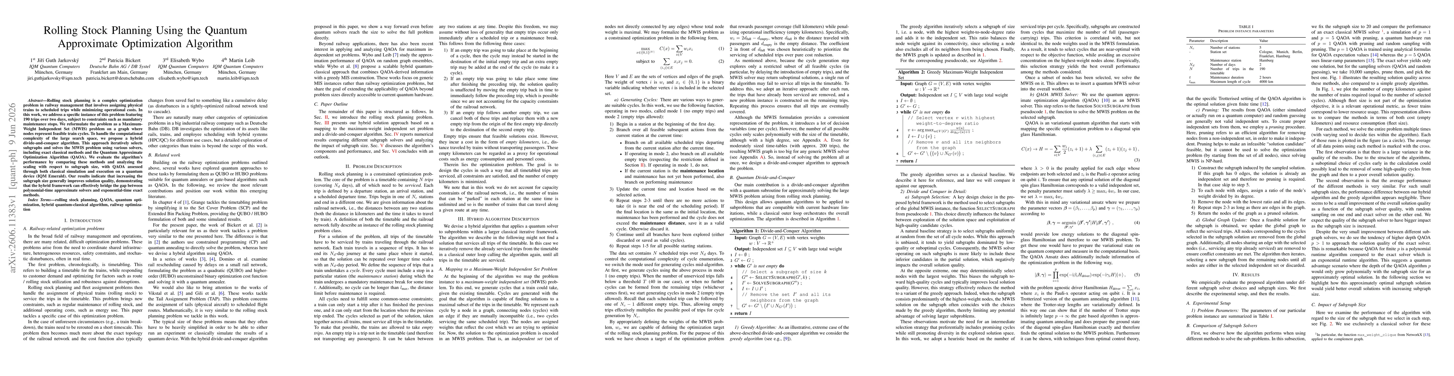 Thumbnail for Rolling Stock Planning Using the Quantum Approximate Optimization Algorithm