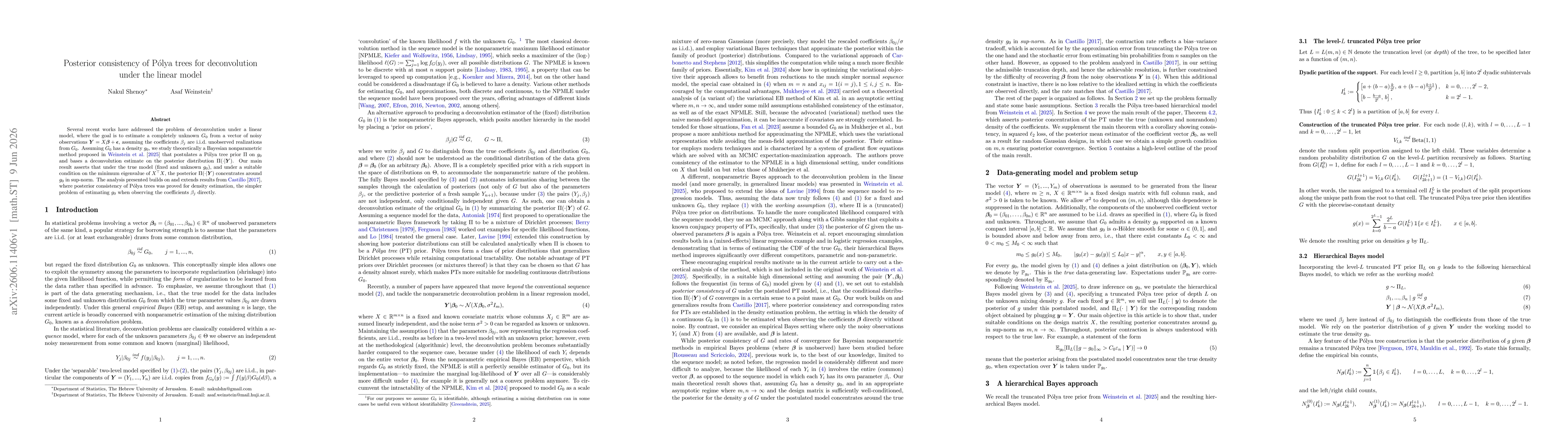 Thumbnail for Posterior consistency of Pólya trees for deconvolution under the linear model