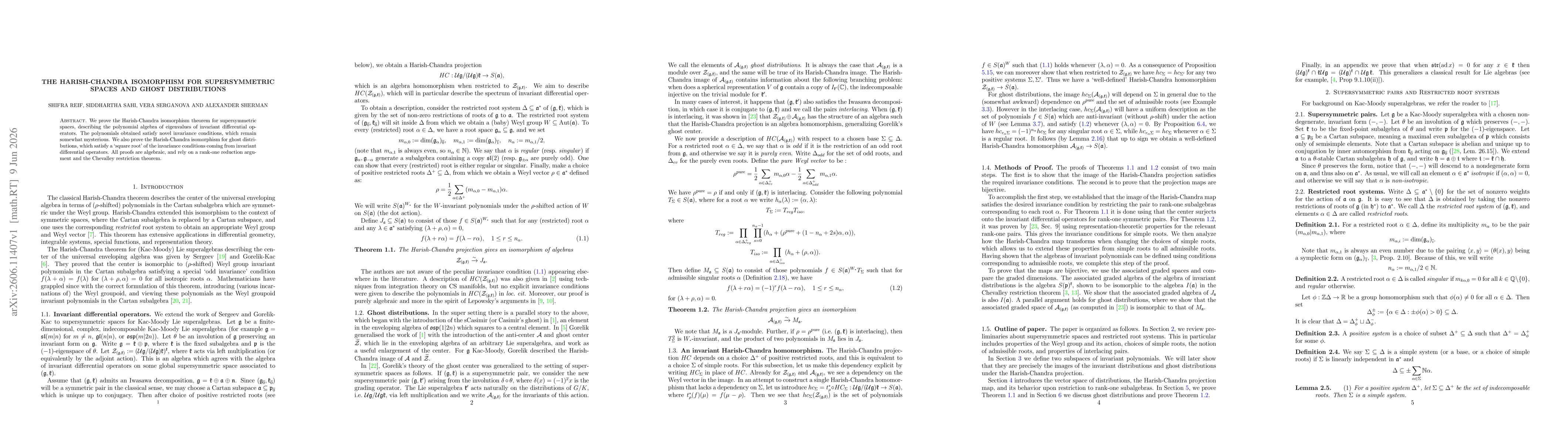 Thumbnail for The Harish-Chandra isomorphism for supersymmetric spaces and ghost distributions