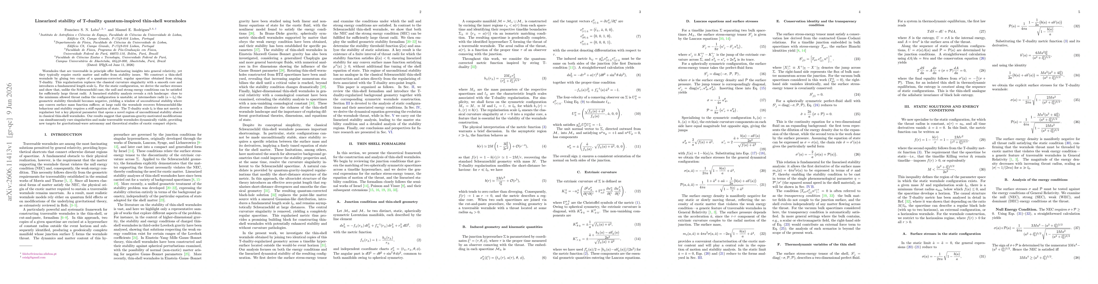Thumbnail for Linearized stability of T-duality quantum-inspired thin-shell wormholes