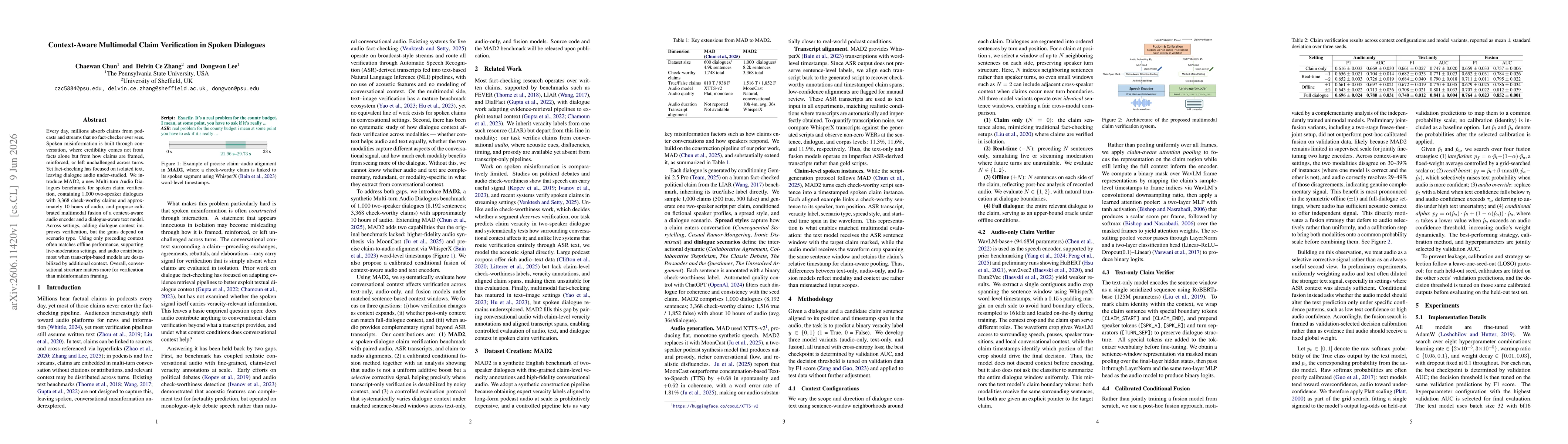 Thumbnail for Context-Aware Multimodal Claim Verification in Spoken Dialogues