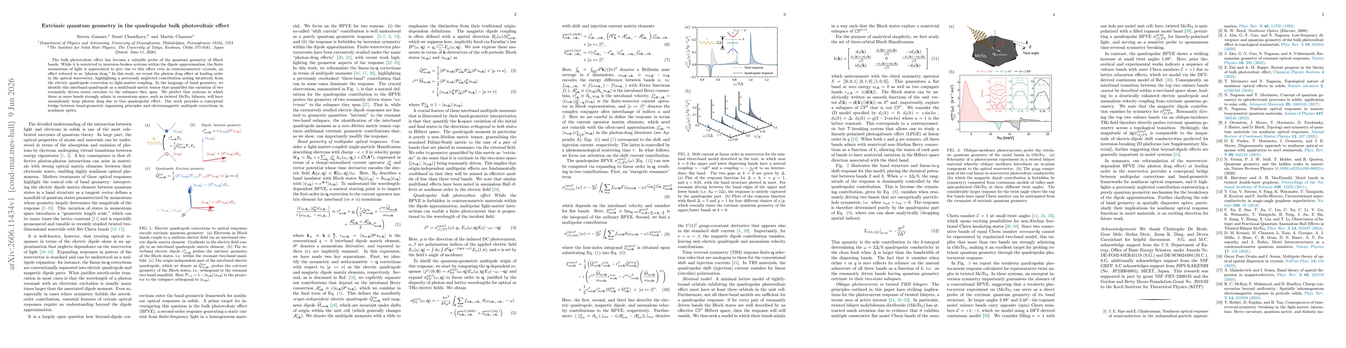 Thumbnail for Extrinsic quantum geometry in the quadrupolar bulk photovoltaic effect