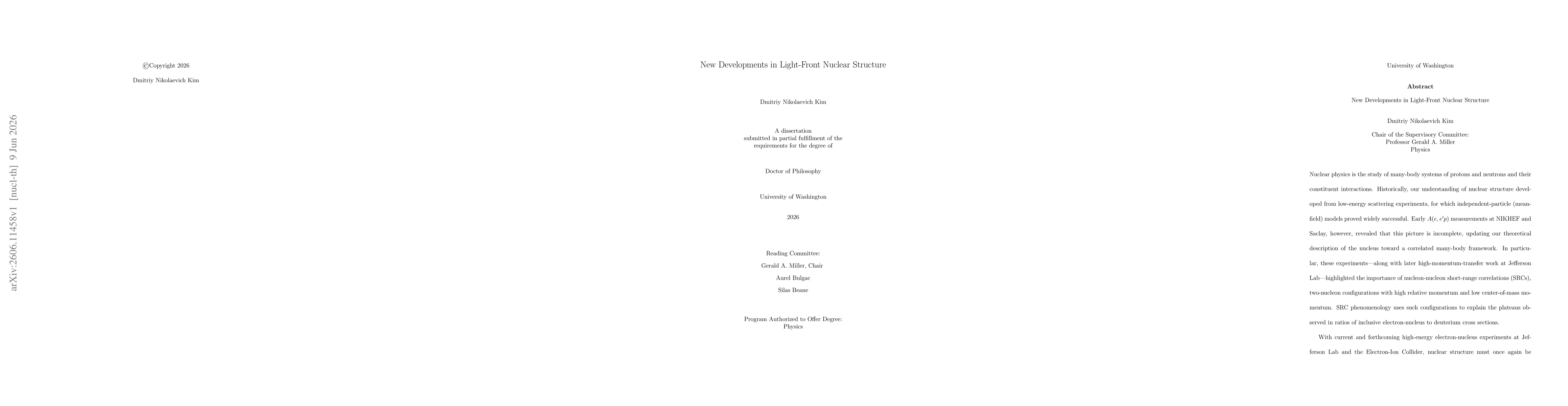Thumbnail for New Developments in Light-Front Nuclear Structure