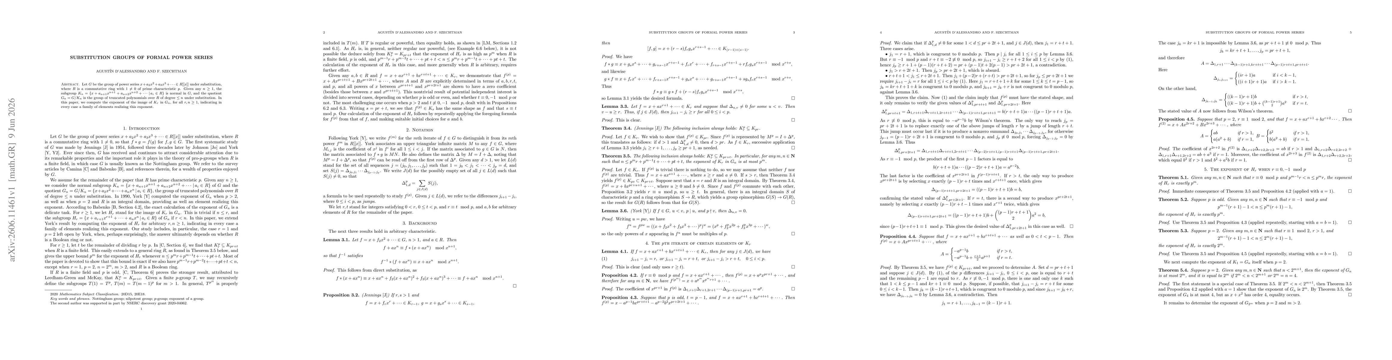 Thumbnail for Substitution groups of formal power series