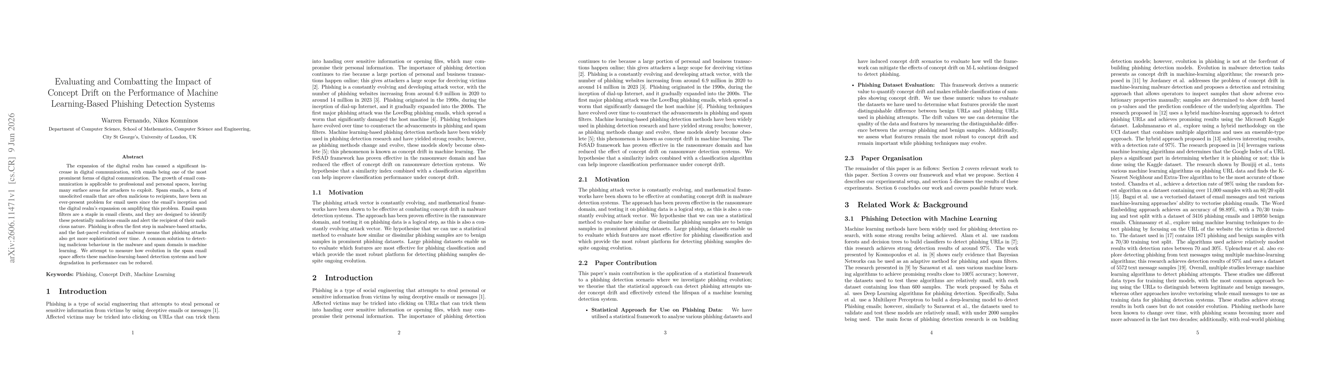 Thumbnail for Evaluating and Combating the Impact of Concept Drift on the Performance of Machine Learning-Based Phishing Detection Systems