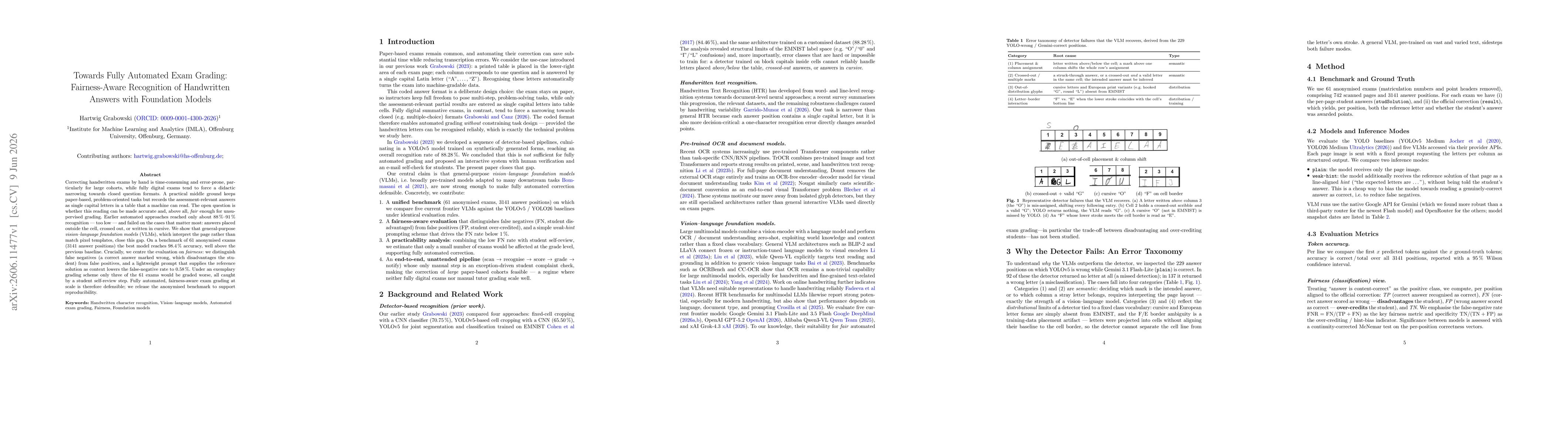 Thumbnail for Towards Fully Automated Exam Grading: Fairness-Aware Recognition of Handwritten Answers with Foundation Models