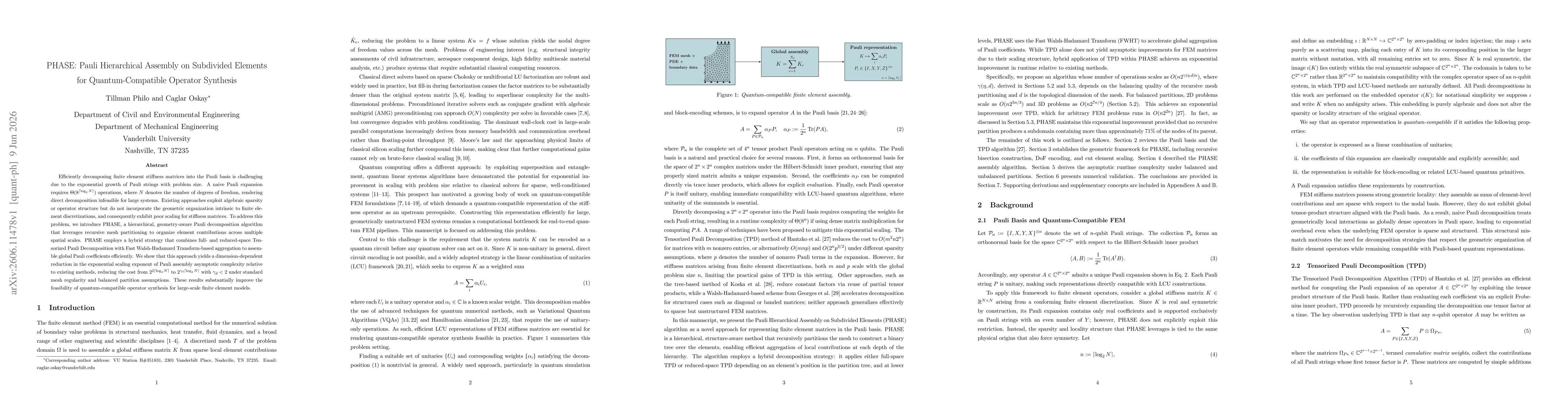 Thumbnail for PHASE: Pauli Hierarchical Assembly on Subdivided Elements for Quantum-Compatible Operator Synthesis