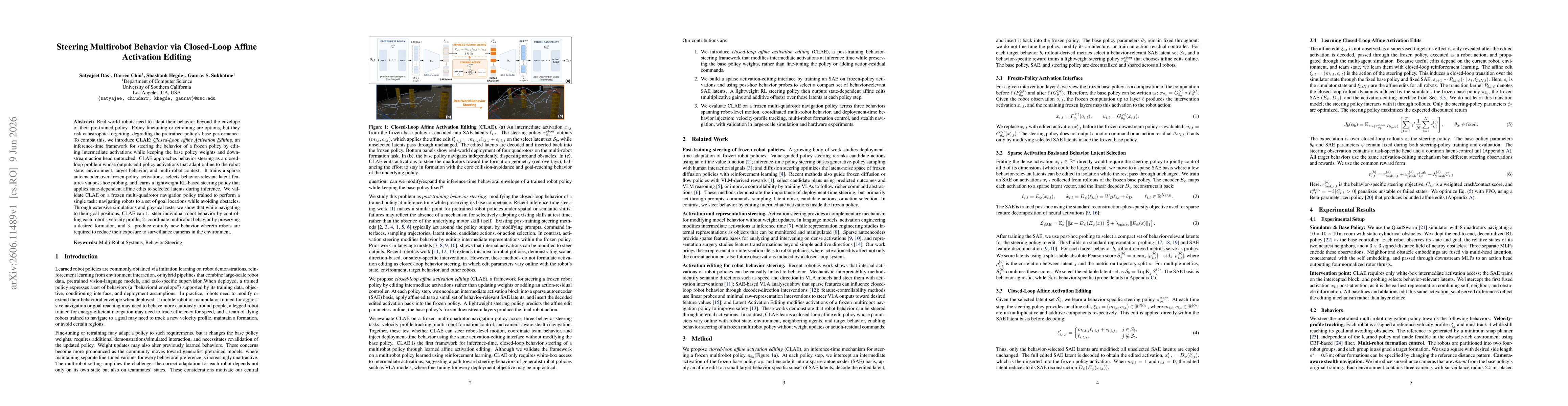 Thumbnail for Steering Multirobot Behavior via Closed-Loop Affine Activation Editing