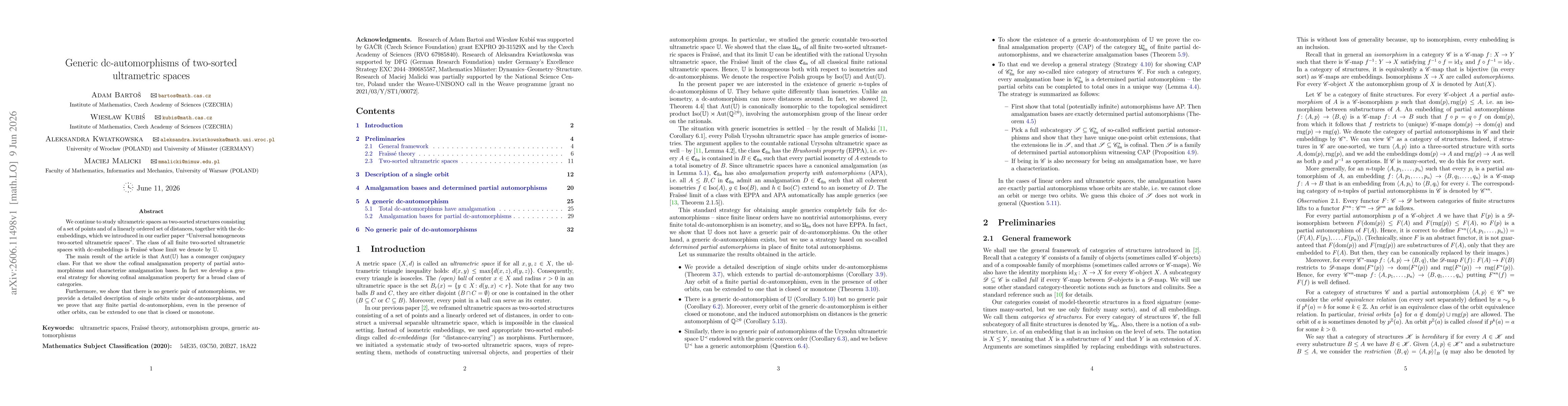 Thumbnail for Generic dc-automorphisms of two-sorted ultrametric spaces
