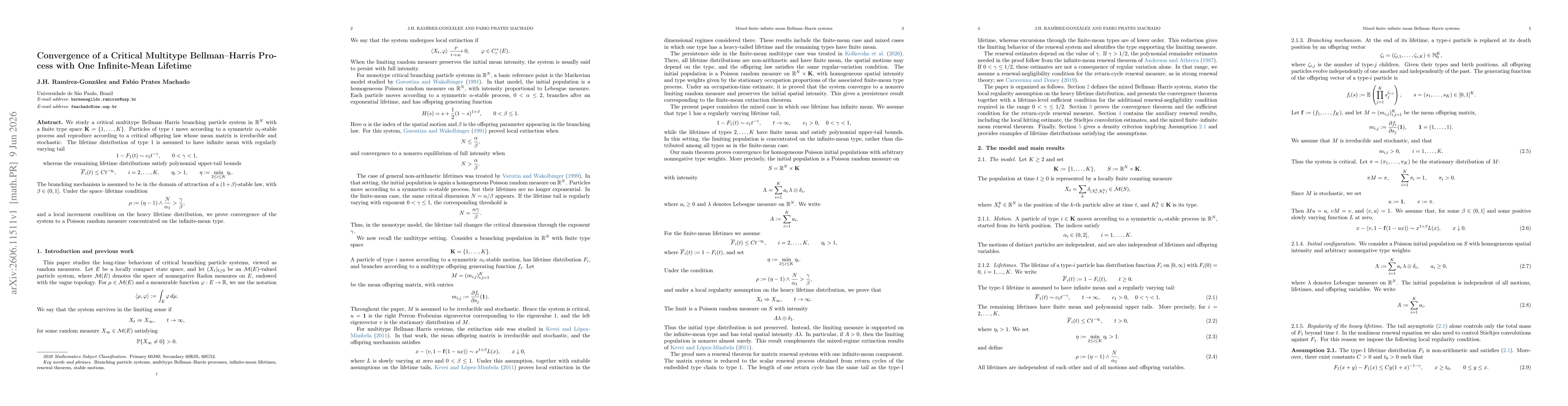 Thumbnail for Convergence of a Critical Multitype Bellman--Harris Process with One Infinite-Mean Lifetime