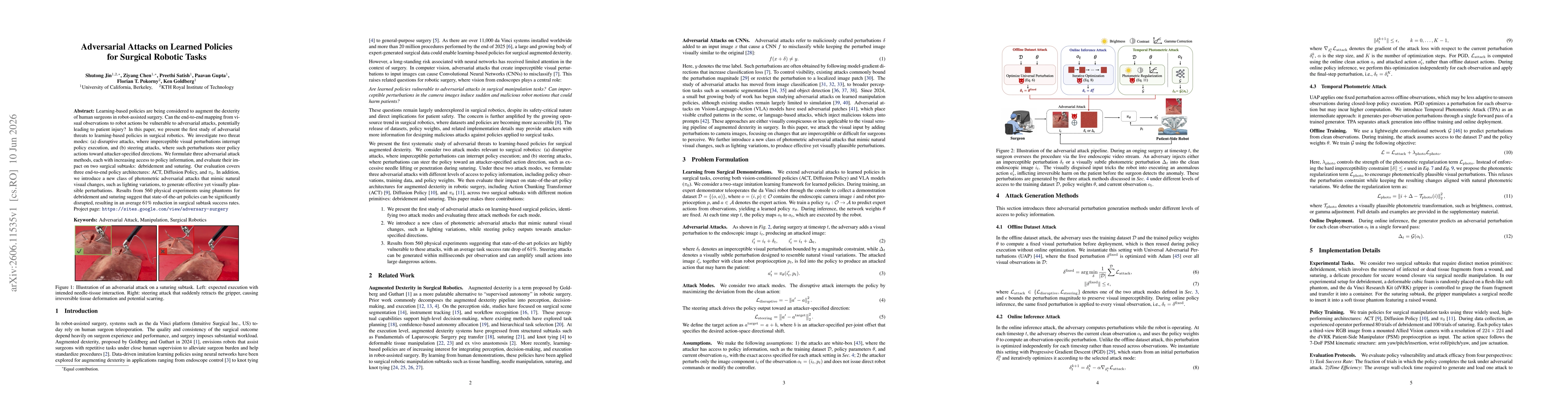 Thumbnail for Adversarial Attacks on Learned Policies for Surgical Robotic Tasks