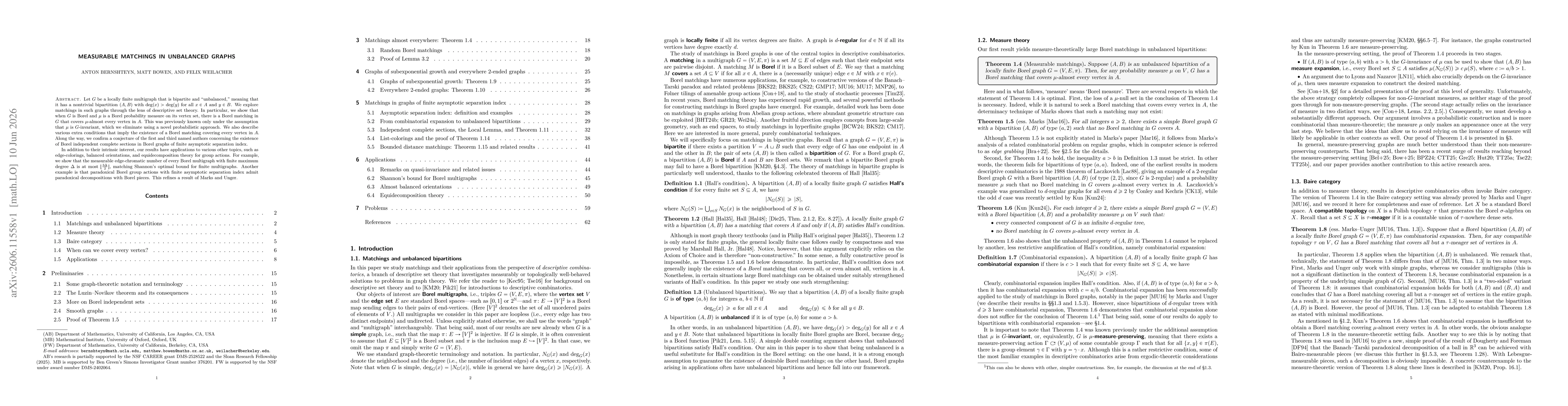 Thumbnail for Measurable matchings in unbalanced graphs