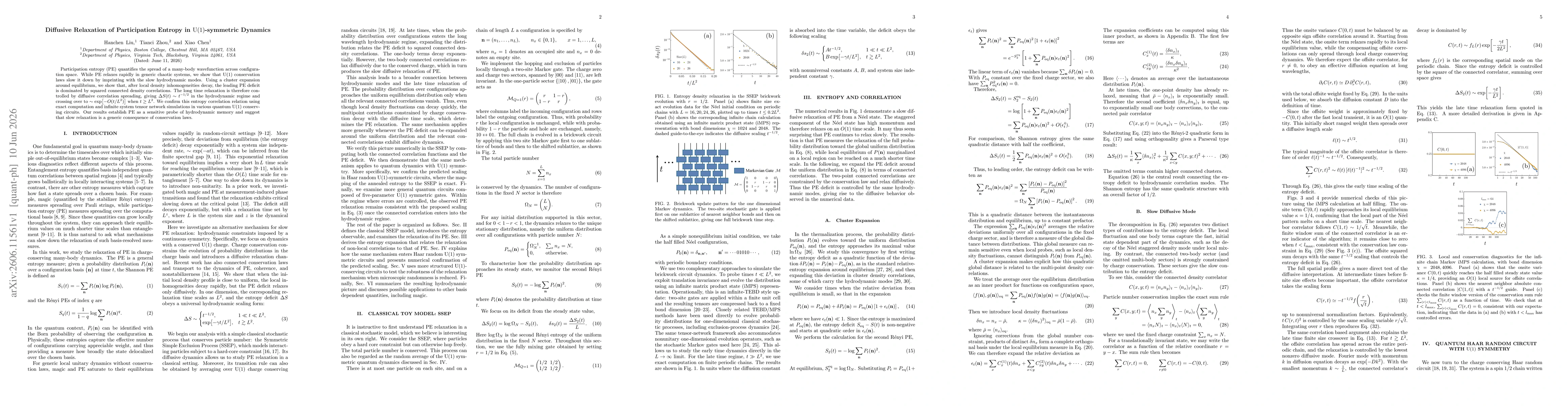 Thumbnail for Diffusive Relaxation of Participation Entropy in U(1)-symmetric Dynamics