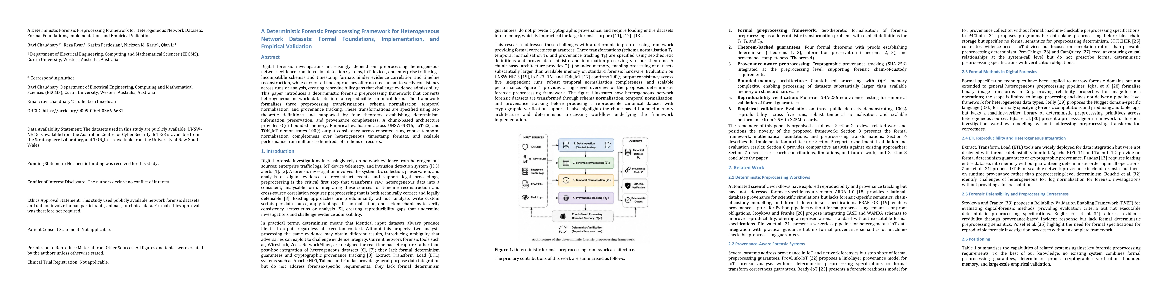 Thumbnail for A Deterministic Forensic Preprocessing Framework for Heterogeneous Network Datasets: Formal Foundations, Implementation, and Empirical Validation