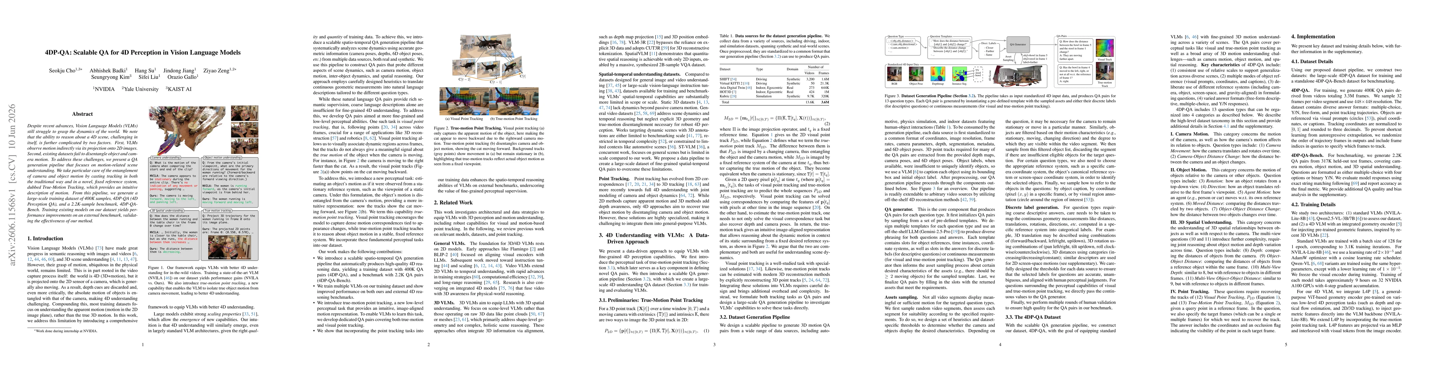 Thumbnail for 4DP-QA: Scalable QA for 4D Perception in Vision Language Models