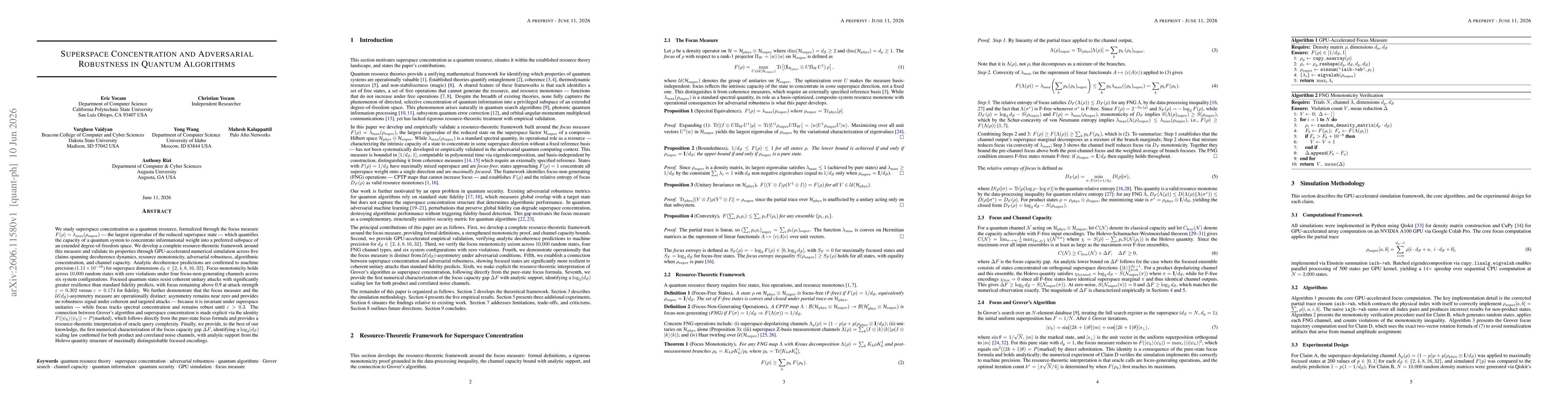 Thumbnail for Superspace Concentration and Adversarial Robustness in Quantum Algorithms