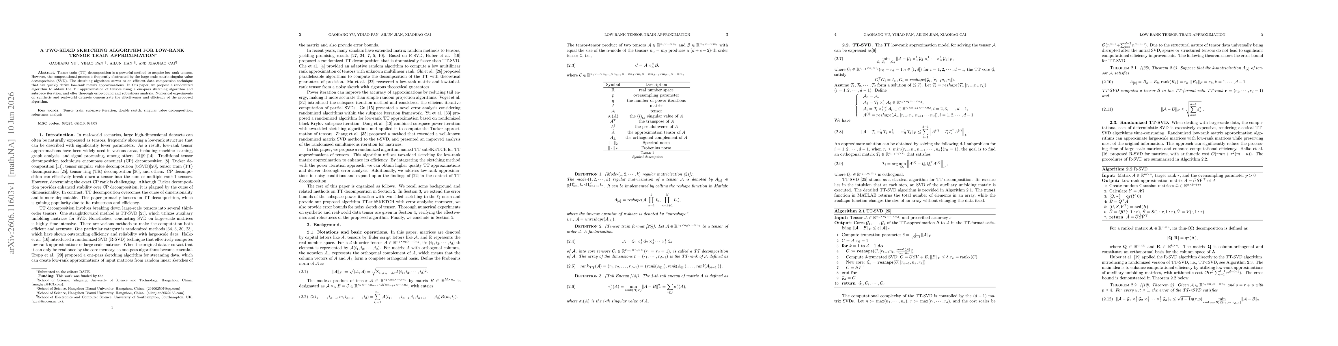 Thumbnail for A Two-Sided Sketching Algorithm for Low-rank Tensor Train Approximation