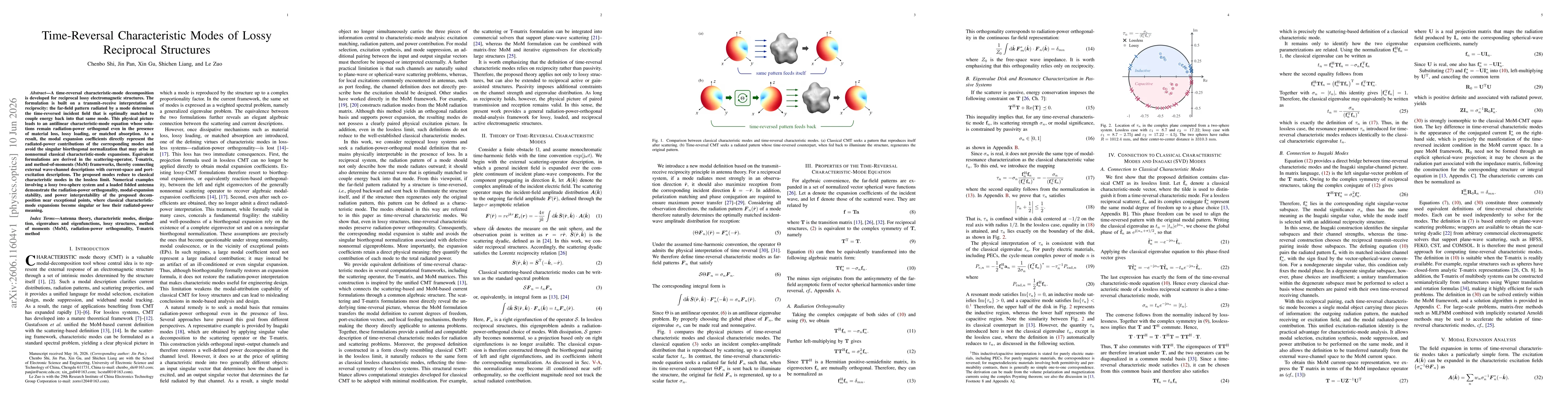Thumbnail for Time-Reversal Characteristic Modes of Lossy Reciprocal Structures