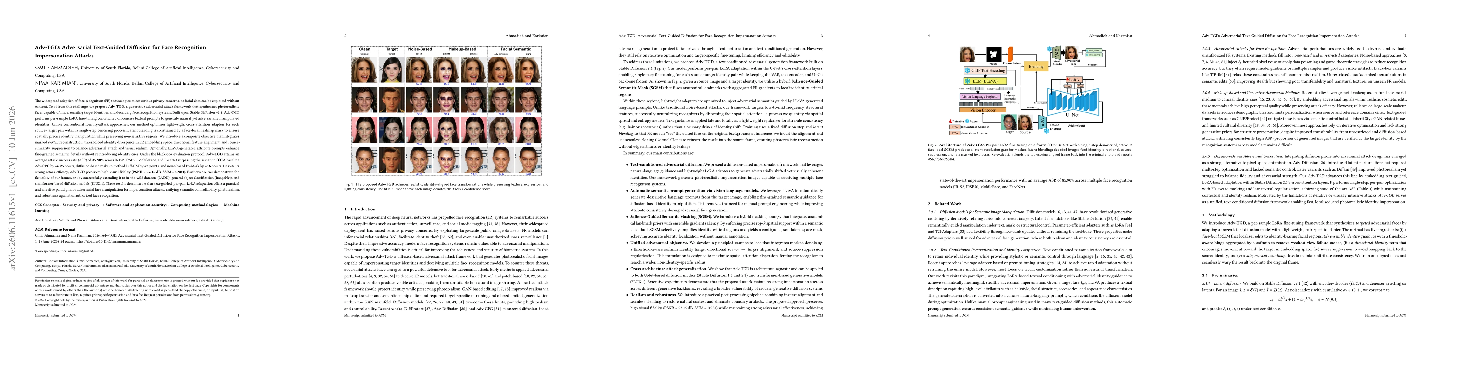 Thumbnail for Adv-TGD: Adversarial Text-Guided Diffusion for Face Recognition Impersonation Attacks