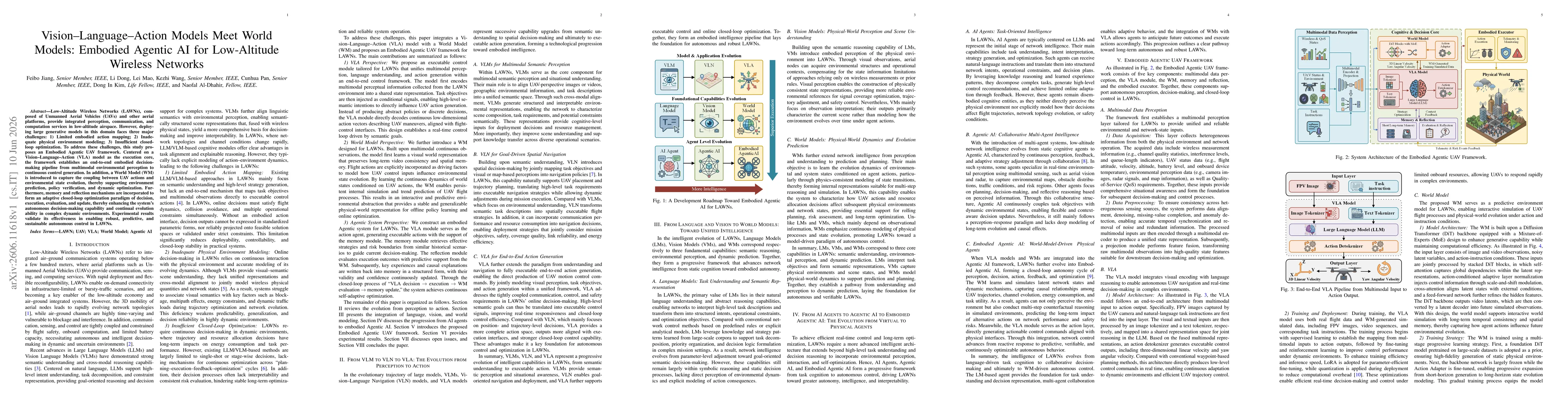 Thumbnail for Vision-Language-Action Models Meet World Models: Embodied Agentic AI for Low-Altitude Wireless Networks