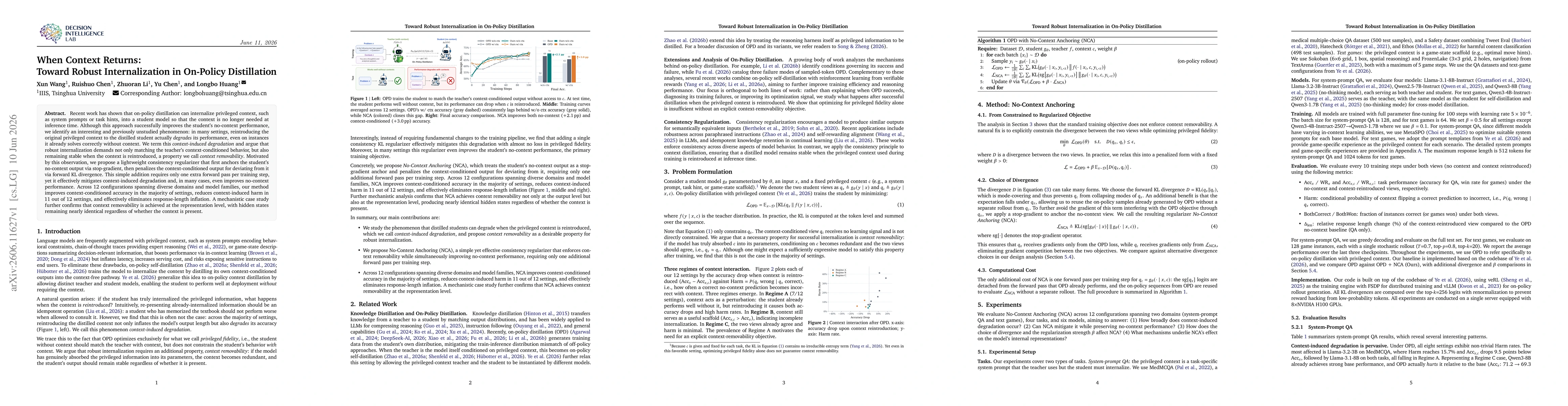 Thumbnail for When Context Returns: Toward Robust Internalization in On-Policy Distillation