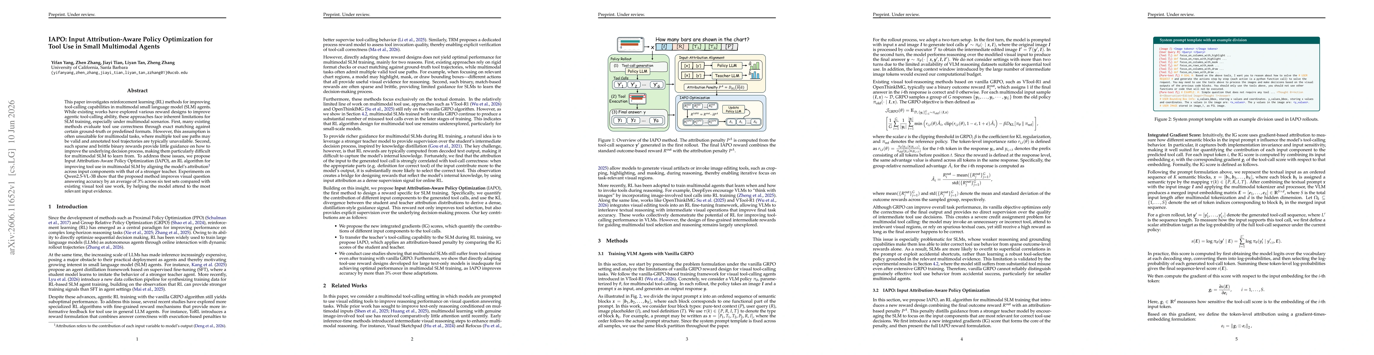 Thumbnail for IAPO: Input Attribution-Aware Policy Optimization for Tool Use in Small Multimodal Agents