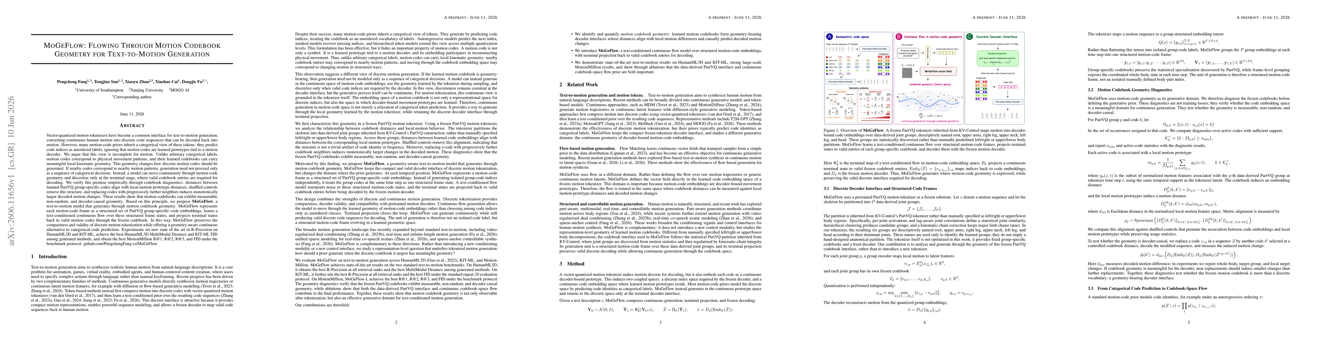 Thumbnail for MoGeFlow: Flowing Through Motion Codebook Geometry for Text-to-Motion Generation