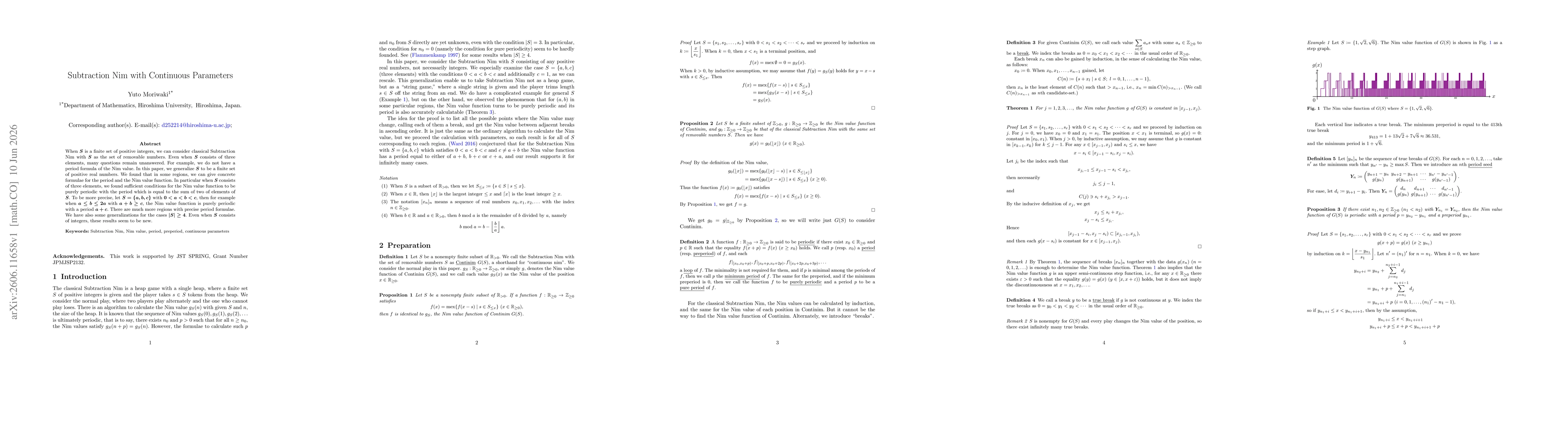 Thumbnail for Subtraction Nim with Continuous Parameters