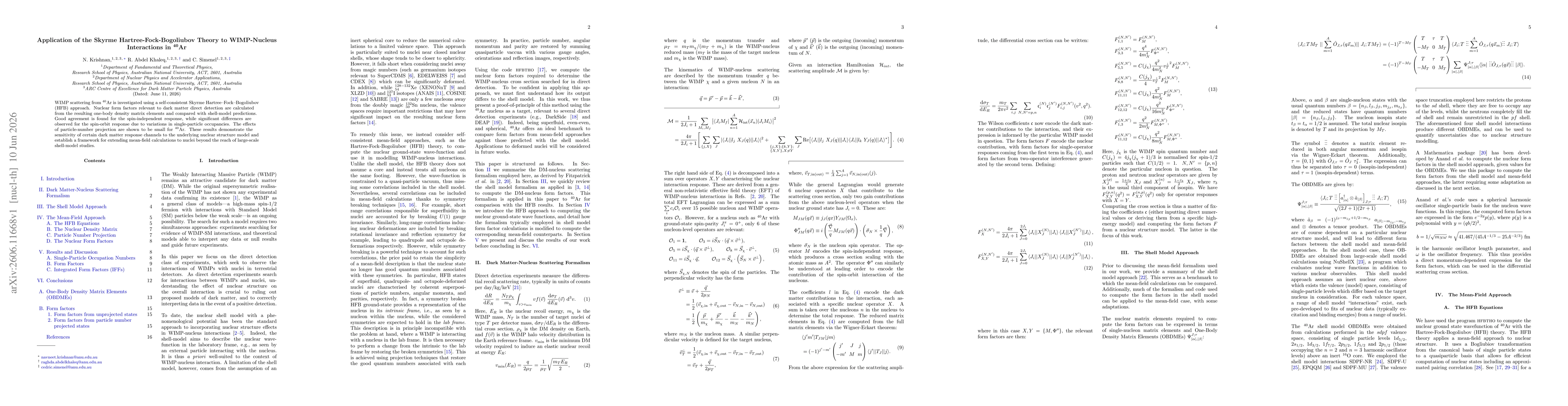 Thumbnail for Application of the Skyrme Hartree-Fock-Bogoliubov Theory to WIMP-Nucleus Interactions in 40Ar