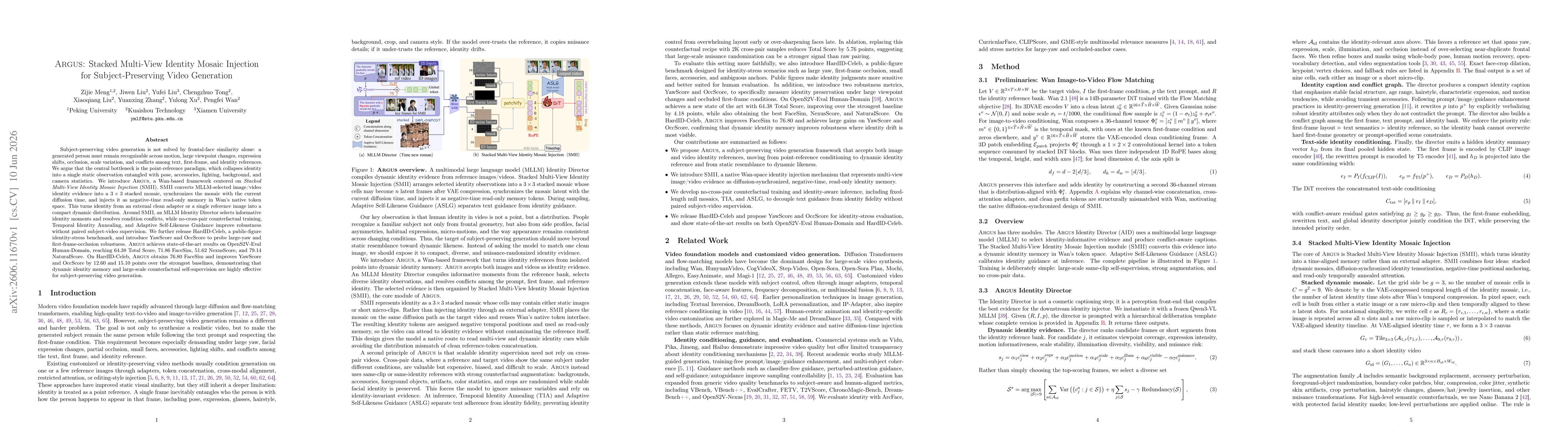 Thumbnail for ARGUS: Stacked Multi-View Identity Mosaic Injection for Subject-Preserving Video Generation