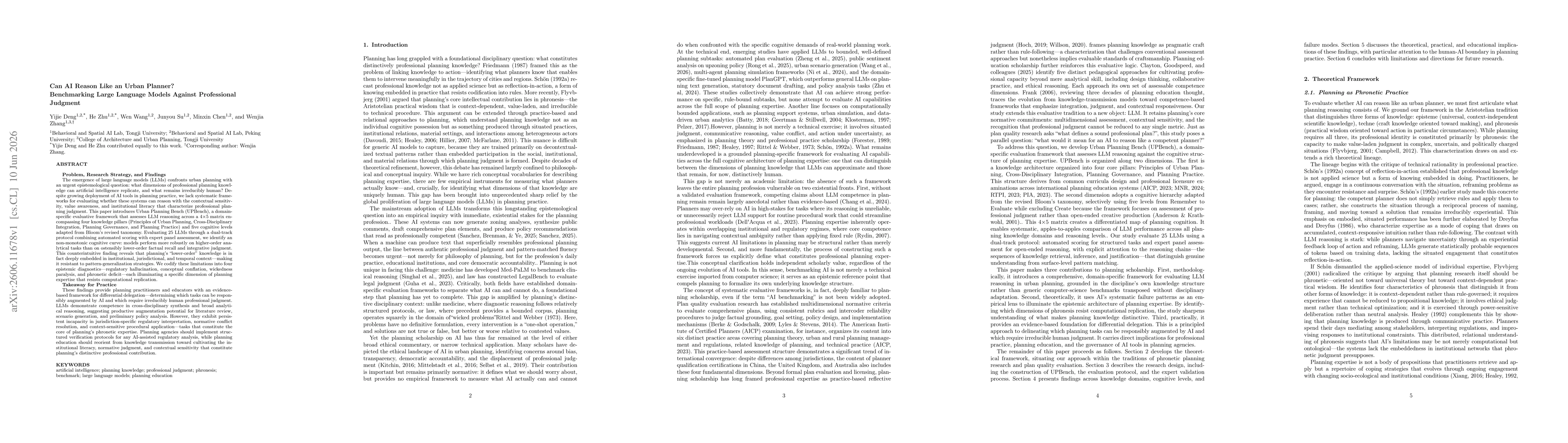 Thumbnail for Can AI Reason Like an Urban Planner? Benchmarking Large Language Models Against Professional Judgment