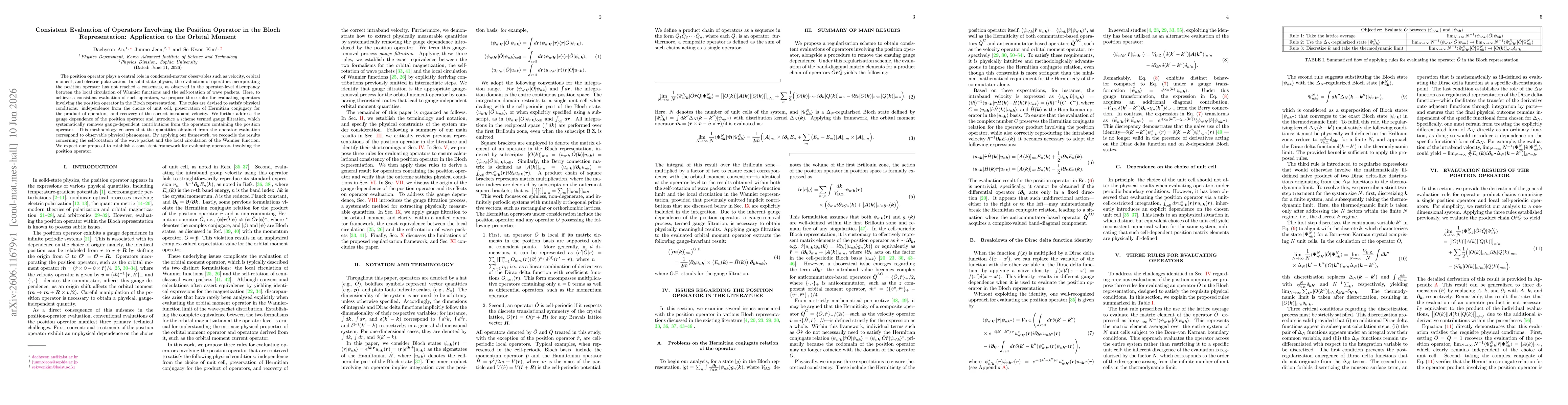 Thumbnail for Consistent Evaluation of Operators Involving the Position Operator in the Bloch Representation: Application to the Orbital Moment