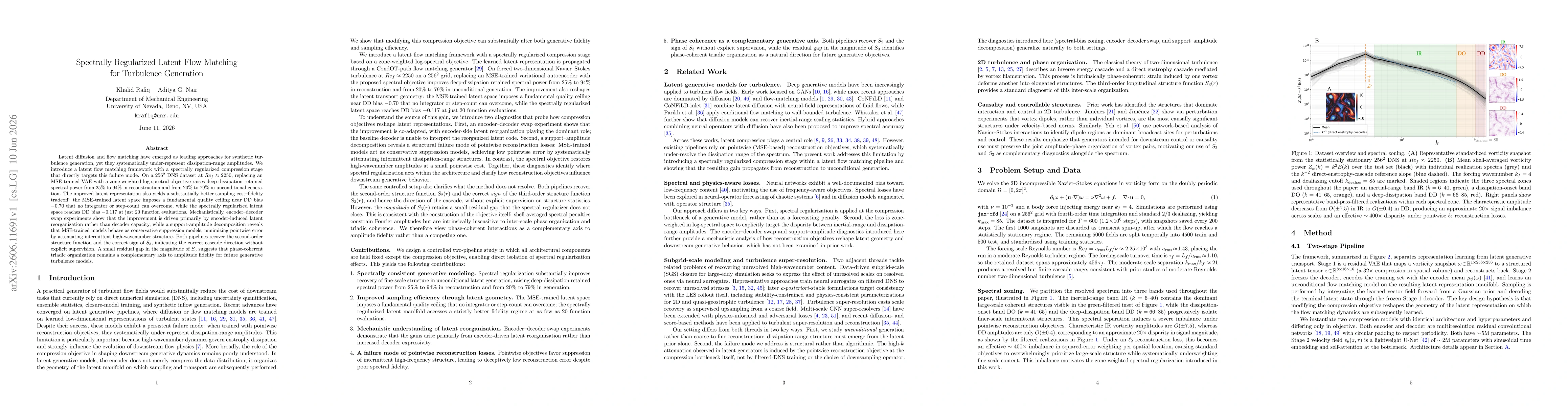 Thumbnail for Spectrally Regularized Latent Flow Matching for Turbulence Generation