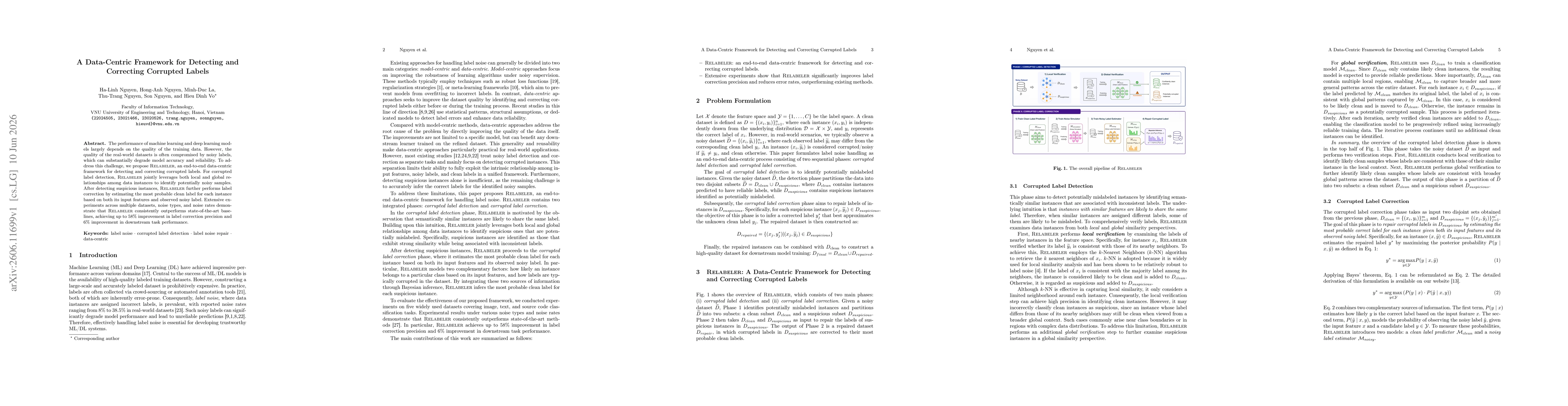 Thumbnail for A Data-Centric Framework for Detecting and Correcting Corrupted Labels