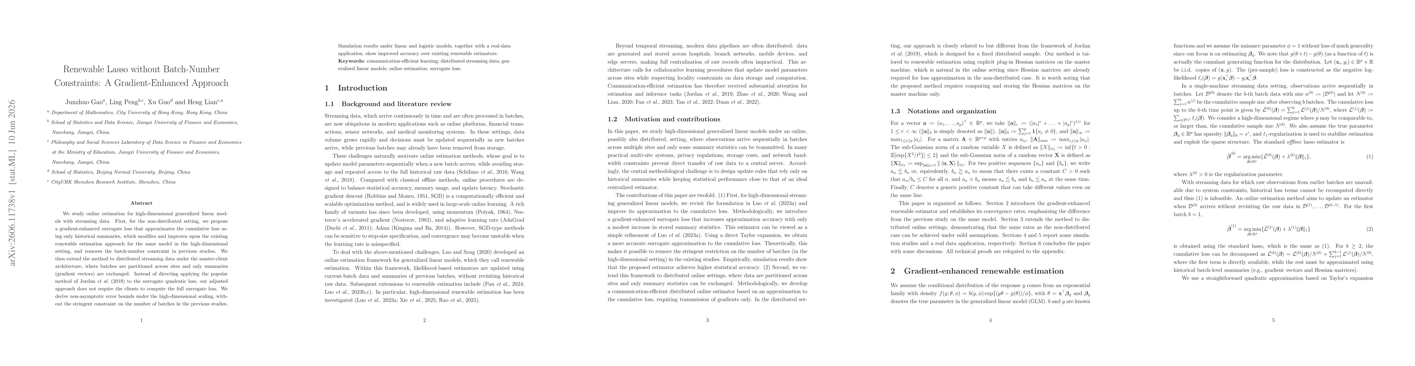 Thumbnail for Renewable Lasso without Batch-Number Constraints: A Gradient-Enhanced Approach