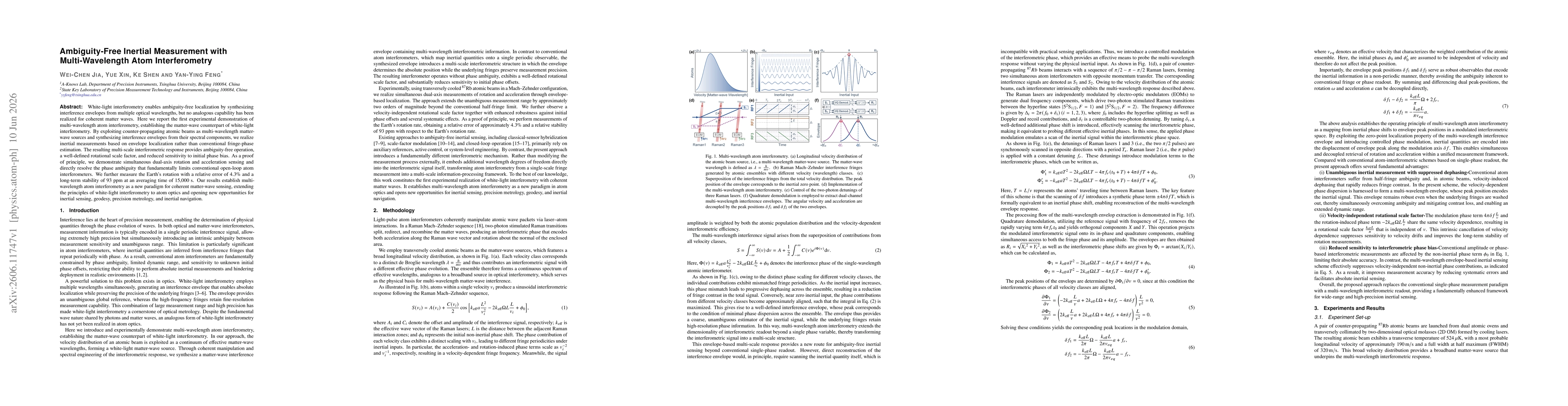 Thumbnail for Ambiguity-Free Inertial Measurement with Multi-Wavelength Atom Interferometry