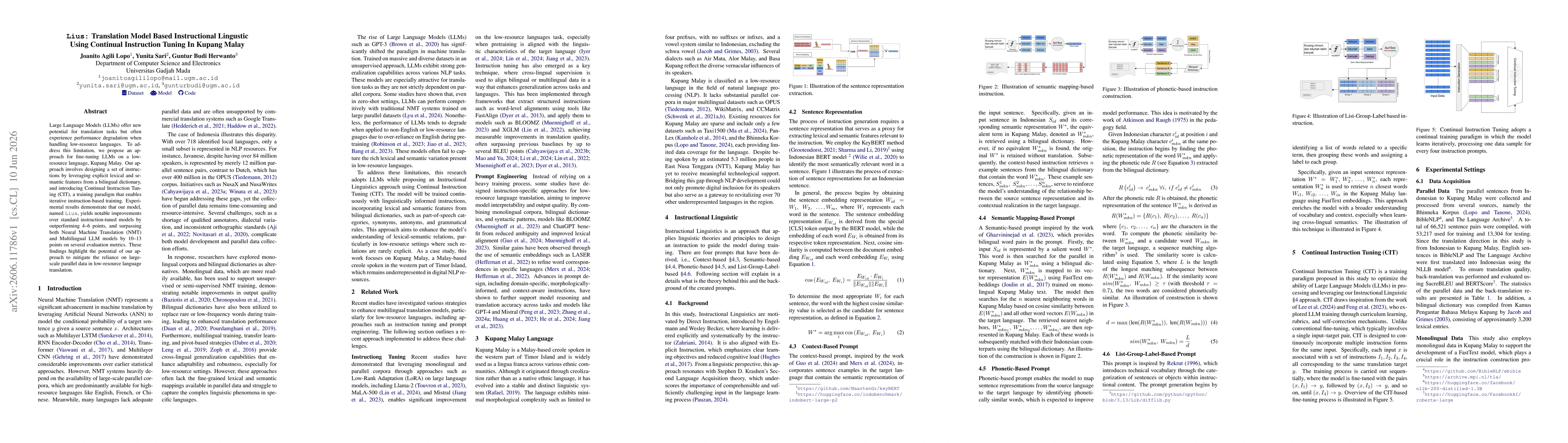 Thumbnail for Lius: Translation Model Based Instructional Lingustic Using Continual Instruction Tuning In Kupang Malay