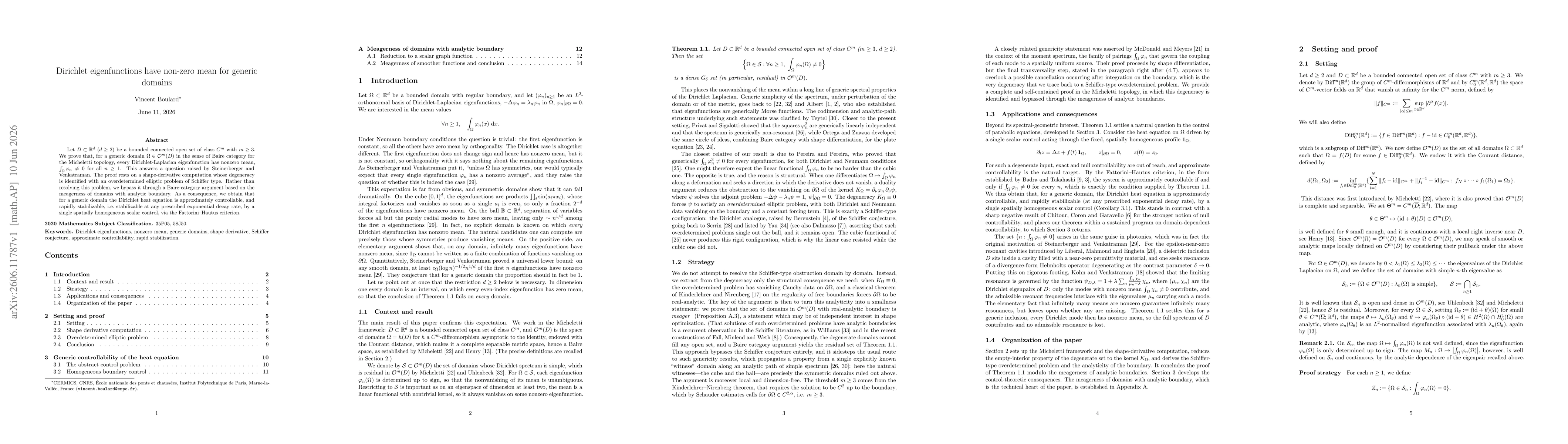 Thumbnail for Dirichlet eigenfunctions have non-zero mean for generic domains
