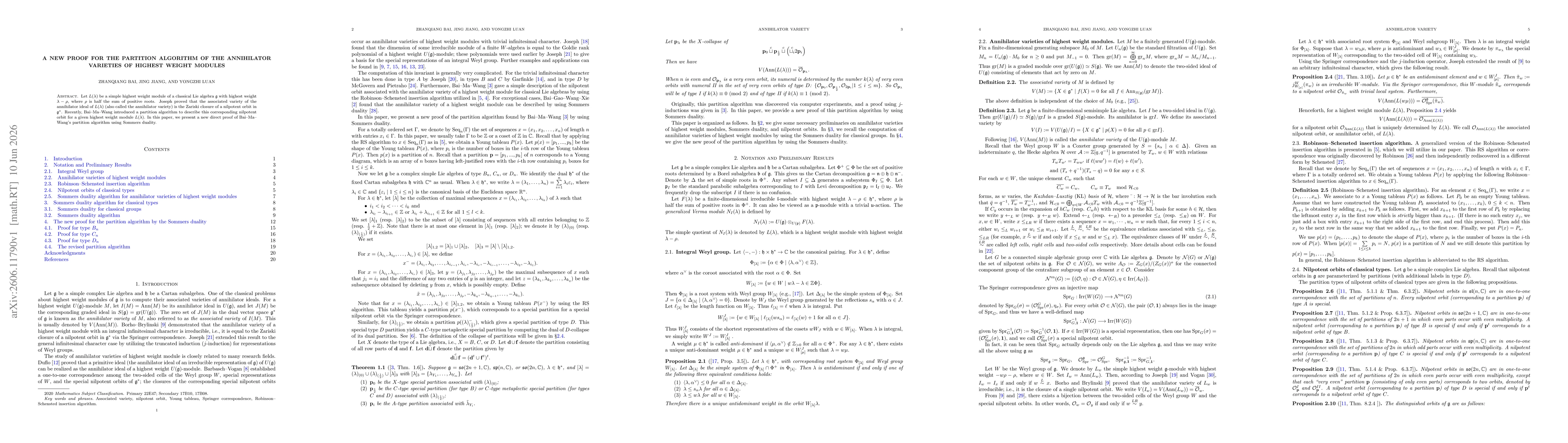 Thumbnail for A new proof for the partition algorithm of the annihilator varieties of highest weight modules