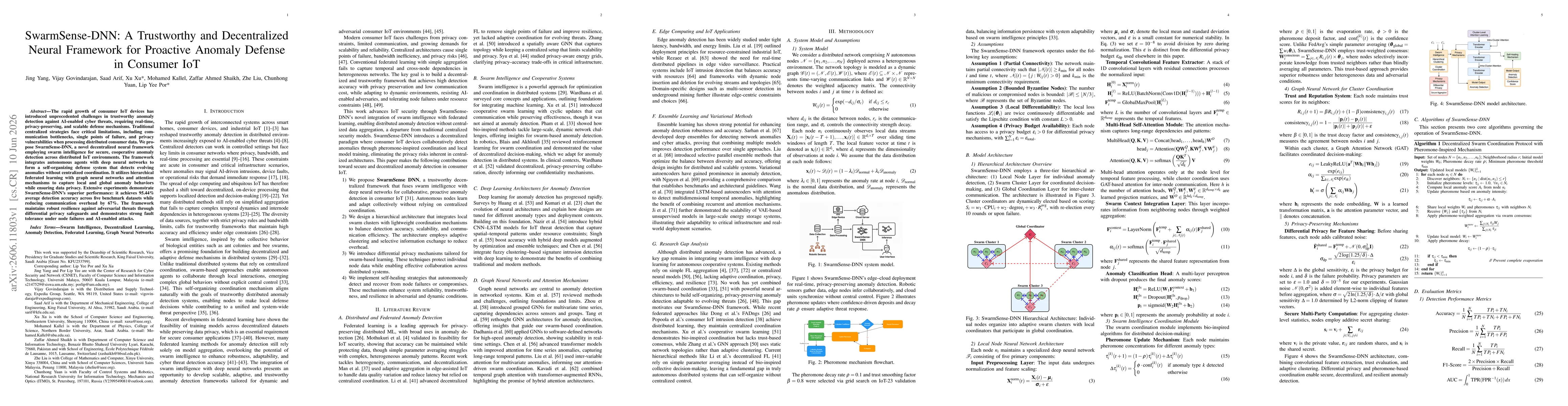 Thumbnail for SwarmSense-DNN: A Trustworthy and Decentralized Neural Framework for Proactive Anomaly Defense in Consumer IoT