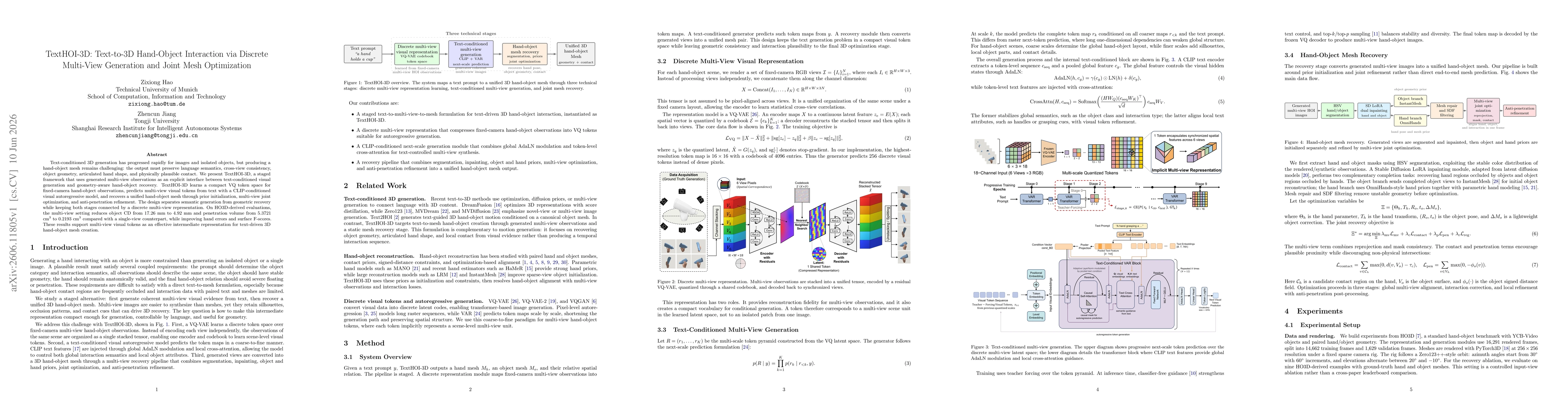 Thumbnail for TextHOI-3D: Text-to-3D Hand-Object Interaction via Discrete Multi-View Generation and Joint Mesh Optimization