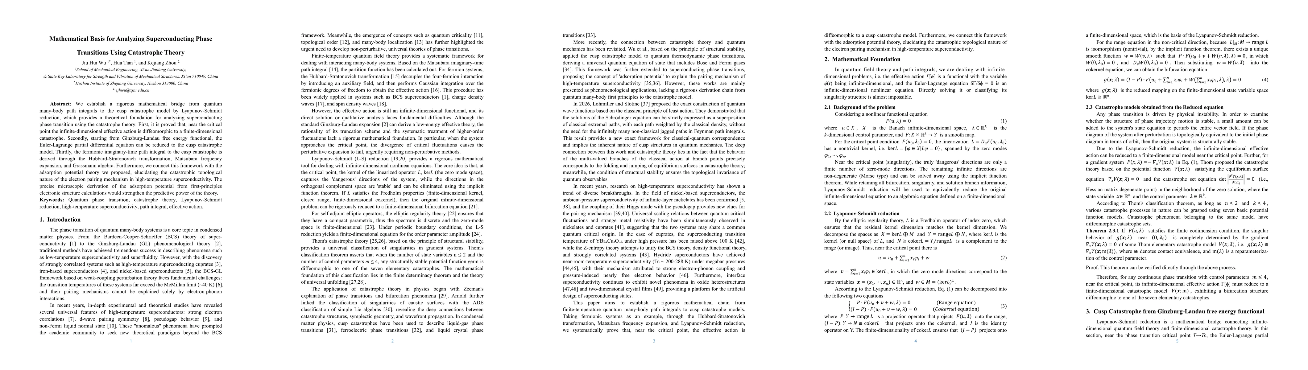 Thumbnail for Mathematical Basis for Analyzing Superconducting Phase Transitions Using Catastrophe Theory